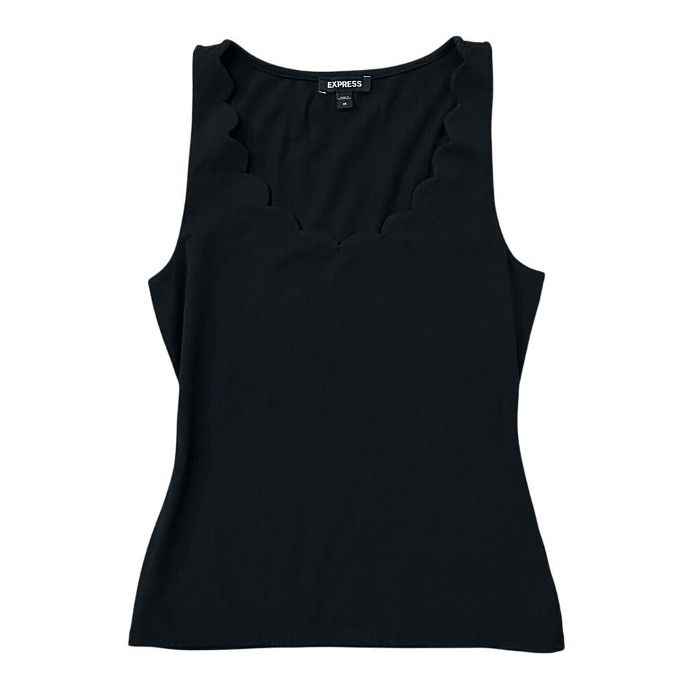 Express Black Scallop Trim Tank Top